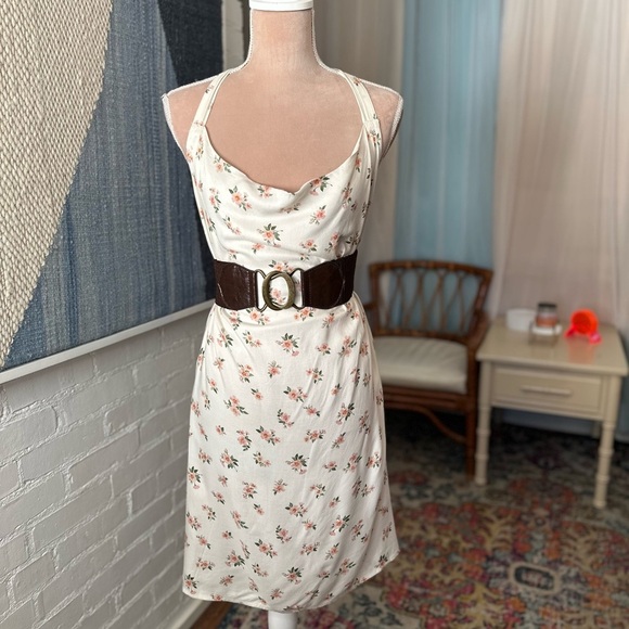 American Eagle Cream Floral Halter Top Dress - Picture 2 of 9